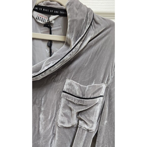 Sleeping With Jacques Bon Vivant Belted Platinum Silk Velvet Robe Size 0 - Picture 7 of 8